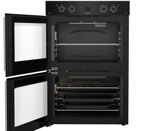 Defy 70cm Gemini ThermoFan+ Double Oven with AirFire Black – DBO767