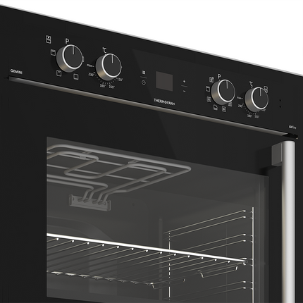 Defy 70cm Gemini ThermoFan+ Double Oven with AirFire Black – DBO767