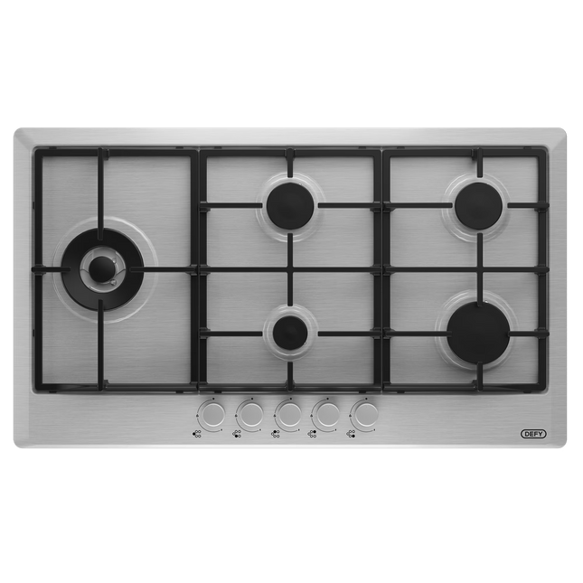 Defy DHG129 90cm Gemini 5 Burner Gas Hob Stainless Steel