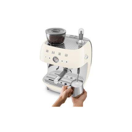SMEG ALL IN ONE ESPRESSO COFFEE MACHINE WITH BUILT-IN GRINDER & MILK FROTHER - EGF03