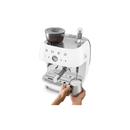 SMEG ALL IN ONE ESPRESSO COFFEE MACHINE WITH BUILT-IN GRINDER & MILK FROTHER - EGF03