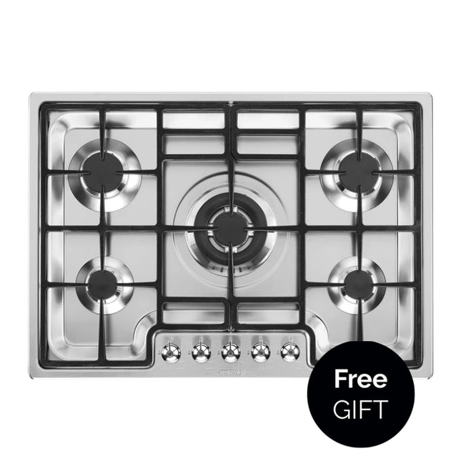 SMEG 70CM CLASSIC 5 BURNER GAS HOB - PGF75SA