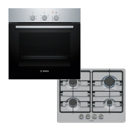 BOSCH 60CM GAS HOB & ELECTRIC OVEN COMBO – PGP6B5K60Z & HBF011BR2Z