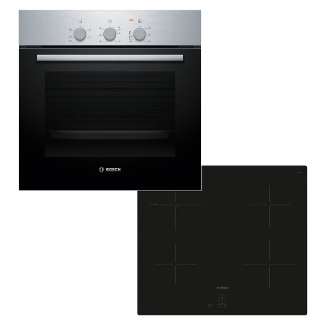 BOSCH 60CM BUILT IN OVEN & INDUCTION HOB COMBO HBF011BR2Z + PUG61KAA5E
