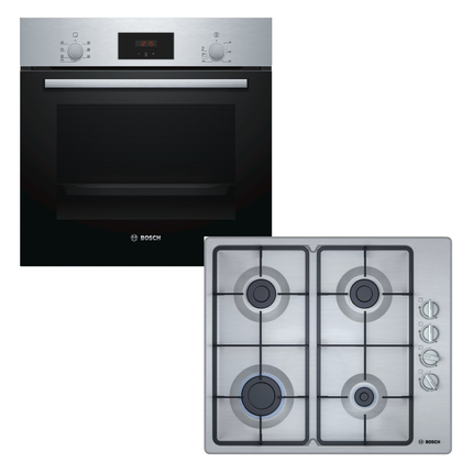 BOSCH 60CM OVEN MULTIFUNCTION BUILT IN SERIES 2 - HBF113BS0Z + BOSCH 60CM GAS HOB STAINLESS STEEL SERIES 2 - PBP6C5K60M