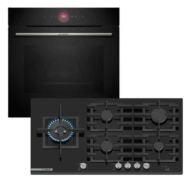 BOSCH SERIES 8 90CM GAS HOB PRS9A6H40Z + BOSCH SERIES 8 OVEN HBG7341B1M COMBO