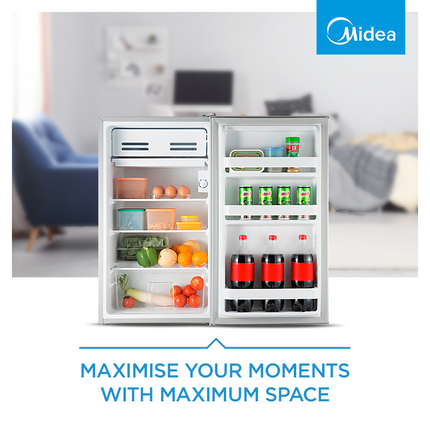 MIDEA 93L BAR FRIDGE SILVER SINGLE DOOR - HS-121LN
