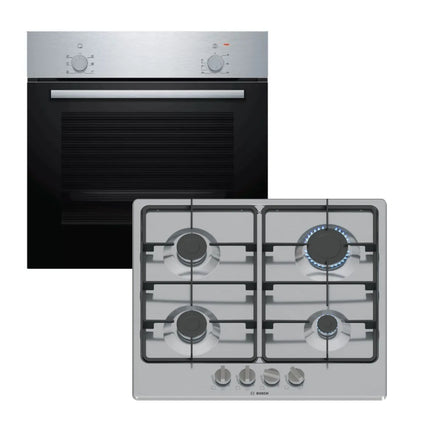BOSCH 60CM GAS HOB & ELECTRIC OVEN COMBO - PGP6B5K60Z & HBF010BR1Z
