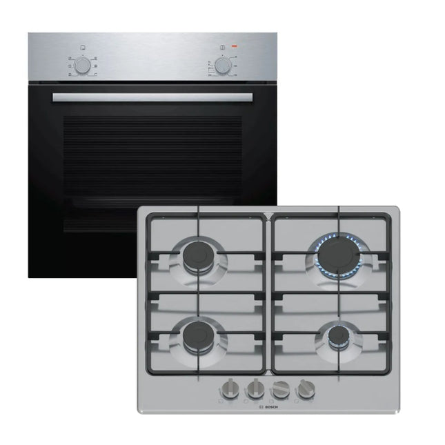 BOSCH 60CM GAS HOB & ELECTRIC OVEN COMBO - PGP6B5K60Z & HBF010BR1Z
