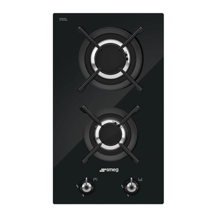 SMEG 30CM CLASSIC DBL. BURNER DOMINO GAS ON GLASS HOB - PV332CN