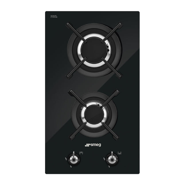 SMEG 30CM CLASSIC DBL. BURNER DOMINO GAS ON GLASS HOB - PV332CN