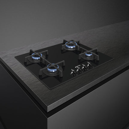 SMEG 60CM 4 BURNER CLASSICA BLACK GLASS HOB - PV364NSA