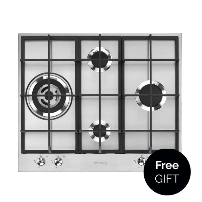 SMEG 60CM GAS HOB 4 BURNER STAINLESS STEEL- PX364LSA