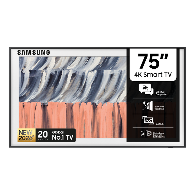 Samsung 75 Inch The Frame LS03HE 4K Vision AI Smart TV (2026) - QA75LS03HEUXXA