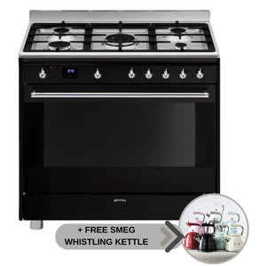 SMEG 90CM GAS/ELECTRIC COOKER BLACK- SSA91MABL2