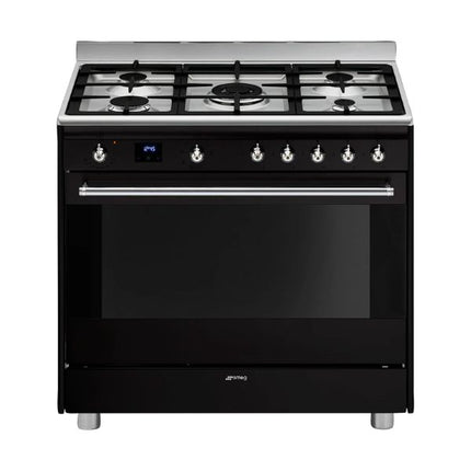 SMEG 90CM CONCERT GAS ELECTRIC COOKER BLACK- SSA91MABL2