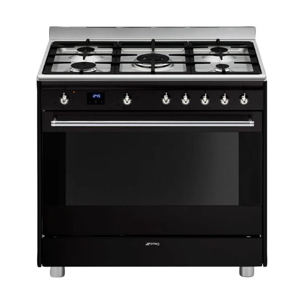 SMEG 90CM CONCERT GAS ELECTRIC COOKER BLACK- SSA91MABL2