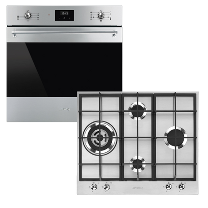SMEG 60CM GAS HOB & ELECTRIC OVEN COMBO -PX364LSA & SF6300TVX