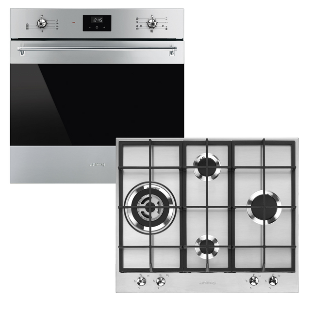 SMEG 60CM GAS HOB & ELECTRIC OVEN COMBO -PX364LSA & SF6300TVX