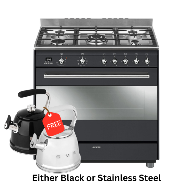 SMEG 90CM GAS ELECTRIC COOKER STOVE 5 BURNER STAINLESS STEEL SSA91MA