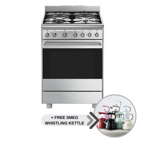 SMEG 60CM CONCERT GAS/ELECTRIC COOKER STAINLESS STEEL - SSA60MX2