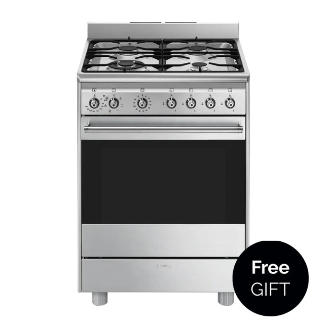 SMEG 60CM CONCERT GAS/ELECTRIC COOKER STAINLESS STEEL - SSA60MX2