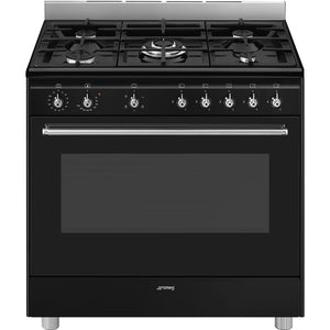 SMEG 90CM BLACK CLASSICA GAS COOKER - SSA91GGBL2