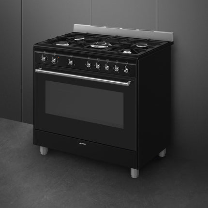 SMEG 90CM BLACK CLASSICA GAS COOKER - SSA91GGBL2