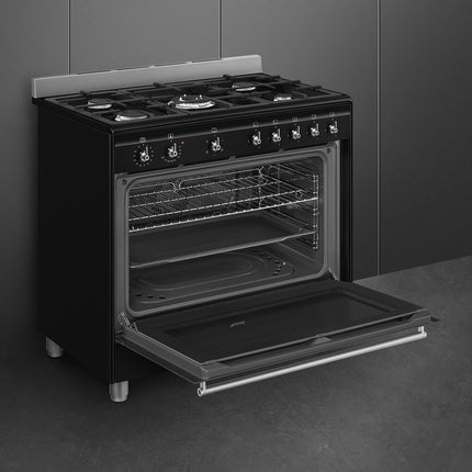 SMEG 90CM BLACK CLASSICA GAS COOKER - SSA91GGBL2