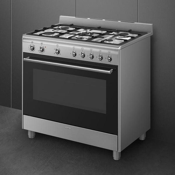 SMEG 90CM CONCERTO FULL GAS COOKER S/STEEL WITH FAN - SSA91GGX2