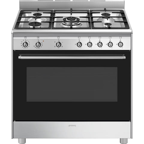 SMEG 90CM CONCERTO FULL GAS COOKER S/STEEL WITH FAN - SSA91GGX2