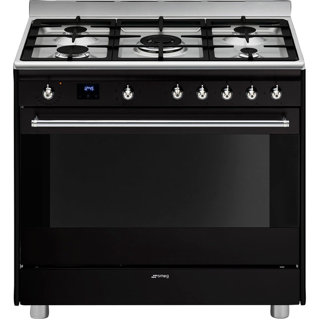 SMEG 90CM CONCERT GAS ELECTRIC COOKER BLACK- SSA91MABL2