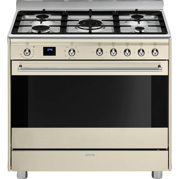 SMEG 90CM GAS/ELECTRIC COOKER CREAM- SSA91MAP2