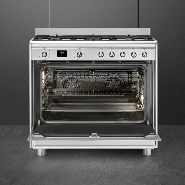 SMEG 90CM CONCERT GAS ELECTRIC COOKER STAINLESS STEEL - SSA91MAX2