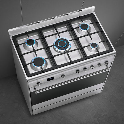 SMEG 90CM CONCERT GAS ELECTRIC COOKER STAINLESS STEEL - SSA91MAX2