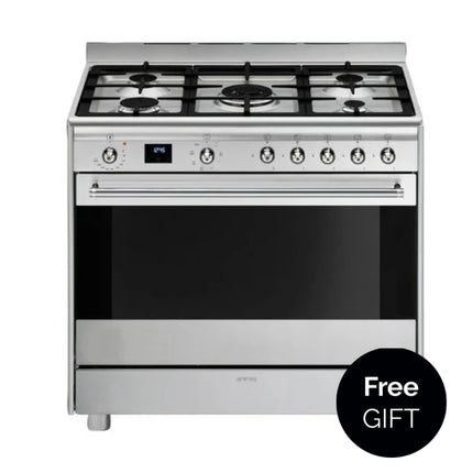 SMEG 90CM CONCERT GAS ELECTRIC COOKER STAINLESS STEEL - SSA91MAX2