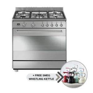 SMEG 90CM GAS ELECTRIC COOKER STOVE 5 BURNER STAINLESS STEEL - SSA91MAX9