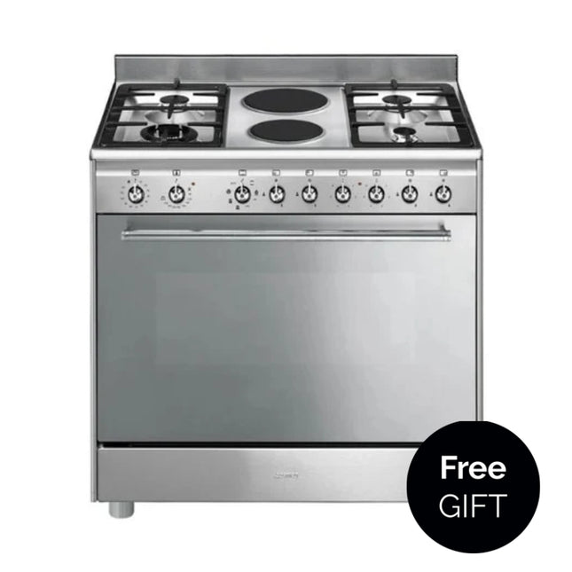 SMEG 90CM  GAS ELECTRIC COOKER CONCERT STAINLESS STEEL - SSA92MAX9