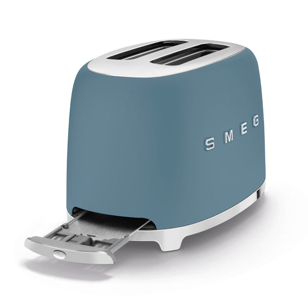 SMEG 2 SLICE MATT STORM BLUE RETRO TOASTER - TSF01SBMEU