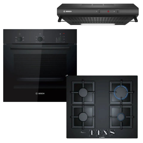 BOSCH OVEN HBF011BA1Z + HOB PPP6A6B20Z + COOKER HOOD DHU636HQ