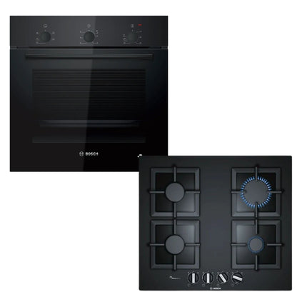 BOSCH COMBO OVEN 60CM MULTIFUCTION HBF011BA1Z + BOSCH 60CM GAS HOB BLACK GLASS PPP6A6B20Z