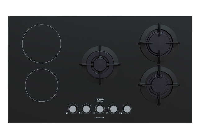 Defy DHG902 90cm Hybrid Gas and Electric Hob Black