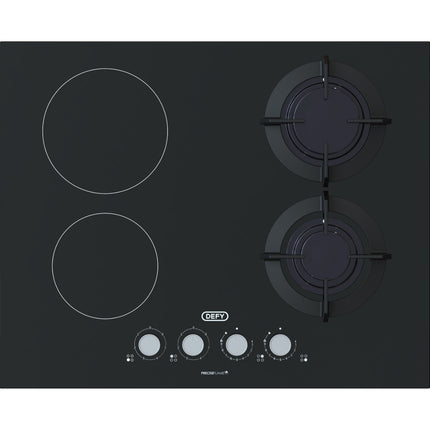 Defy DHG606 65cm Hybrid Gas and Electric Hob Black