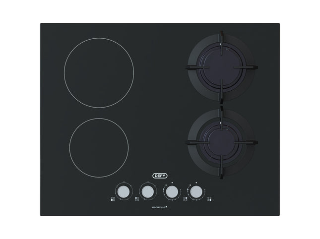Defy DHG606 65cm Hybrid Gas and Electric Hob Black