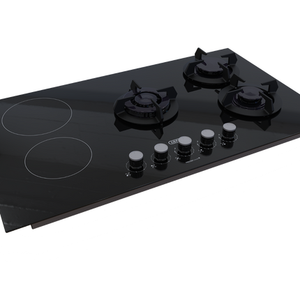 Defy 90cm Hybrid Gas & Electric Hob Black – DHG902
