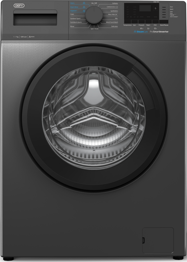 Defy DAW394 7kg Front Loader Washing Machine SteamCure Manhattan Grey