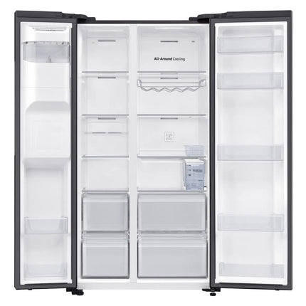 SAMSUNG 617L SIDE BY SIDE FRIDGE FREEZER NON PLUMBED GENTLE BLACK - RS64DG53R3B1FA