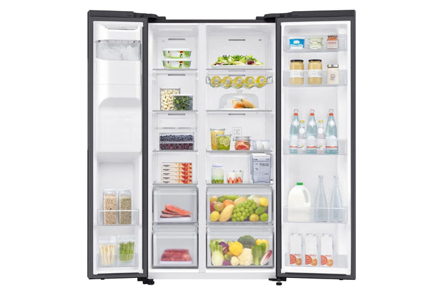SAMSUNG 617L SIDE BY SIDE FRIDGE FREEZER NON PLUMBED GENTLE BLACK - RS64DG53R3B1FA