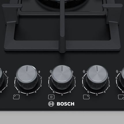 BOSCH 90CM SERIES 6 GAS HOB BLACK GLASS - PPQ9B6O90M