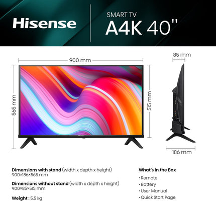 HISENSE 40" SMART FULL HD  LED TV - 40A4K